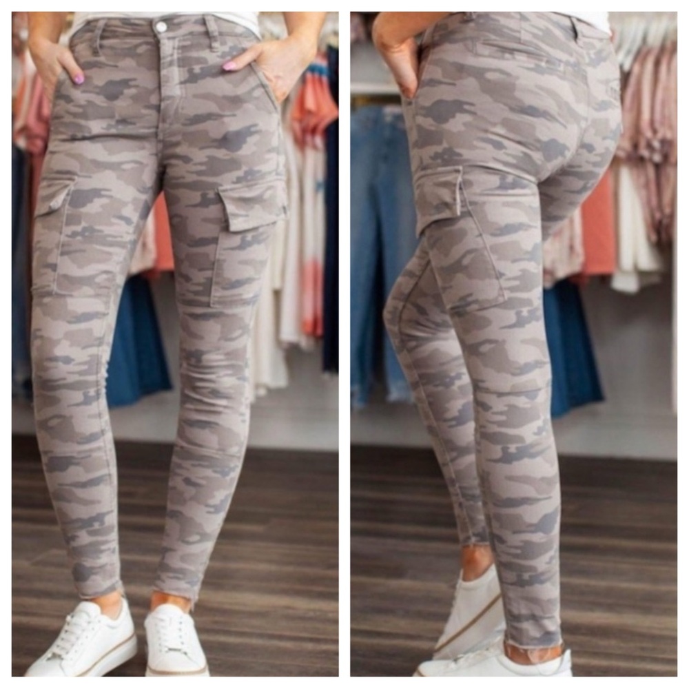 Joe's Jeans Camo Skinny Pants 27 Tan Green Gray